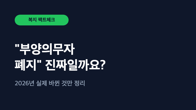 "부양의무자 폐지"라던데, 진짜 없어졌나요? 팩트체크