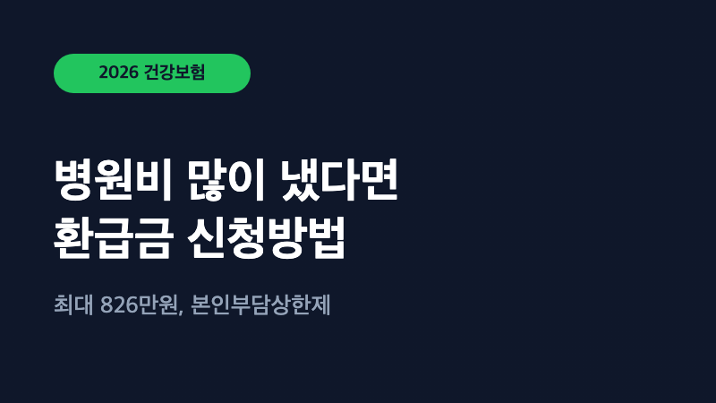 병원비 많이 냈다면? 최고 826만원 환급받는 법